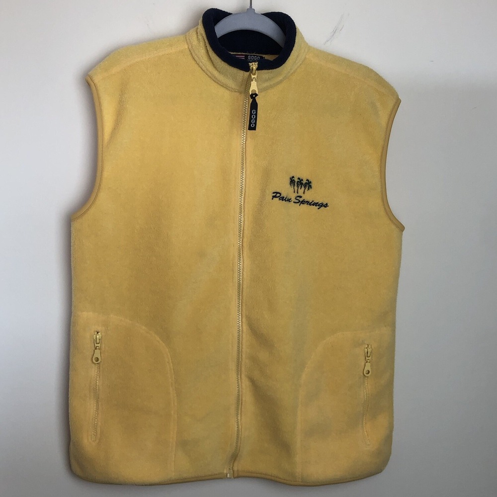 GoGo Sports Inc. Palm Springs Full Zip Fleece Vest Mens Sz Medium Yellow
